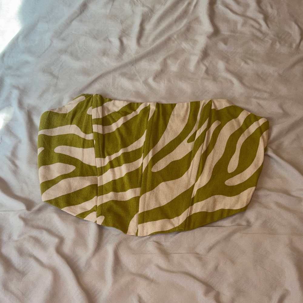Green and Cream Zebra Print Corset Top